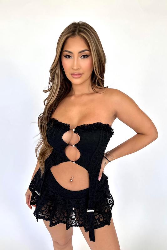 Conjunto de falda de encaje Chante