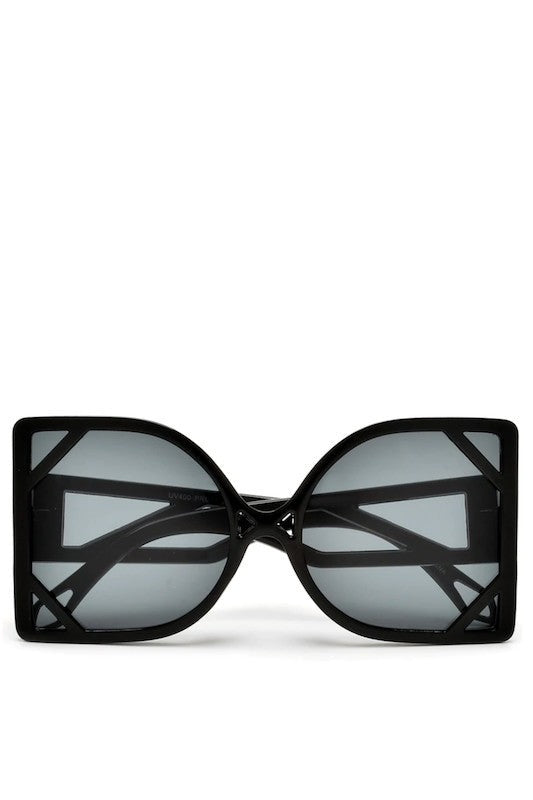 Large Geometric Cutout Frame Sunglasses