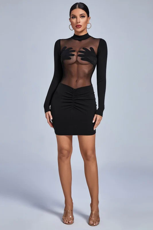 Mesh Hand Mini Dress