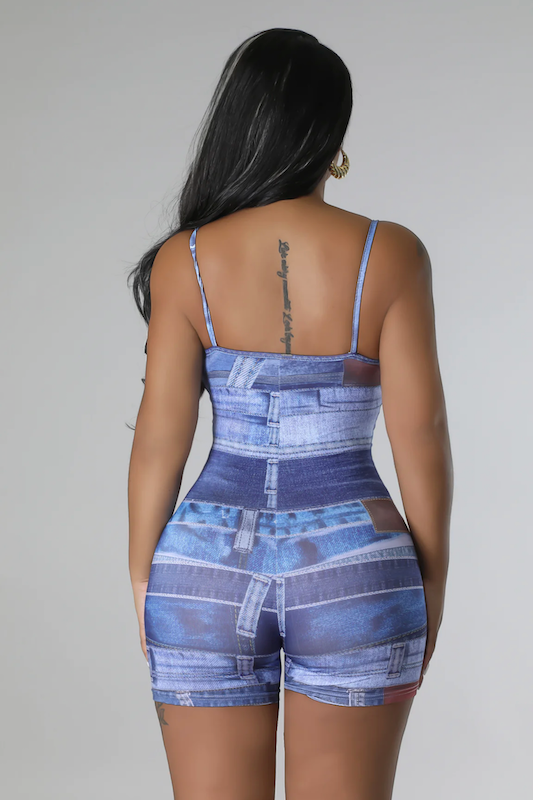 Deanna Denim Print Romper