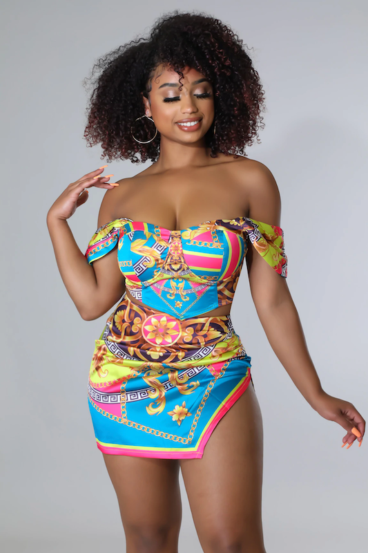Conjunto de falda y top estampado Treza