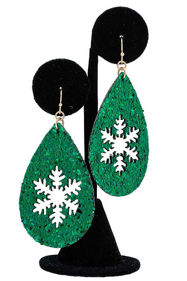 Sequin Teardrop Snowflake Earring