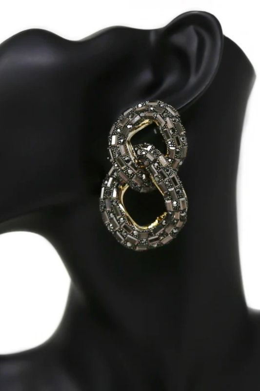 Glass Pave Link Drop Earring