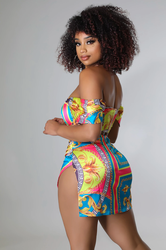 Conjunto de falda y top estampado Treza