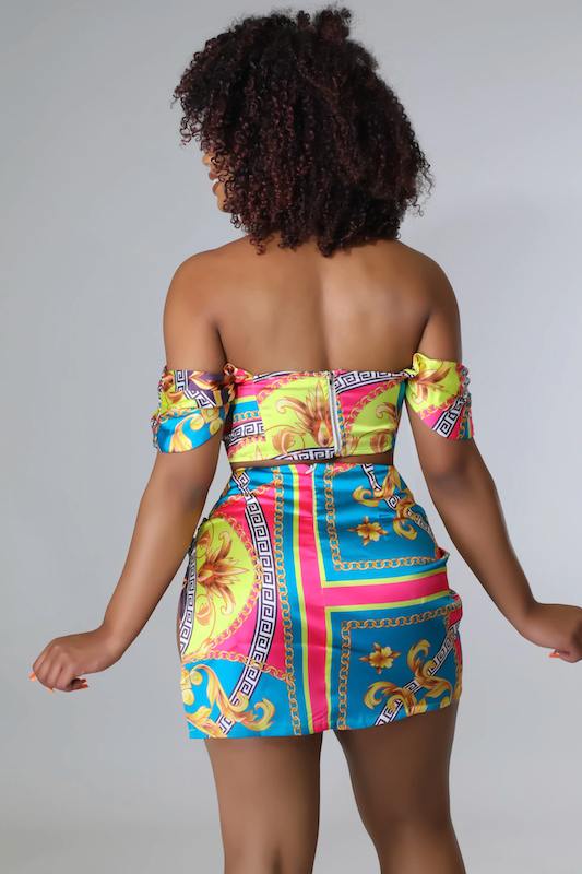 Conjunto de falda y top estampado Treza