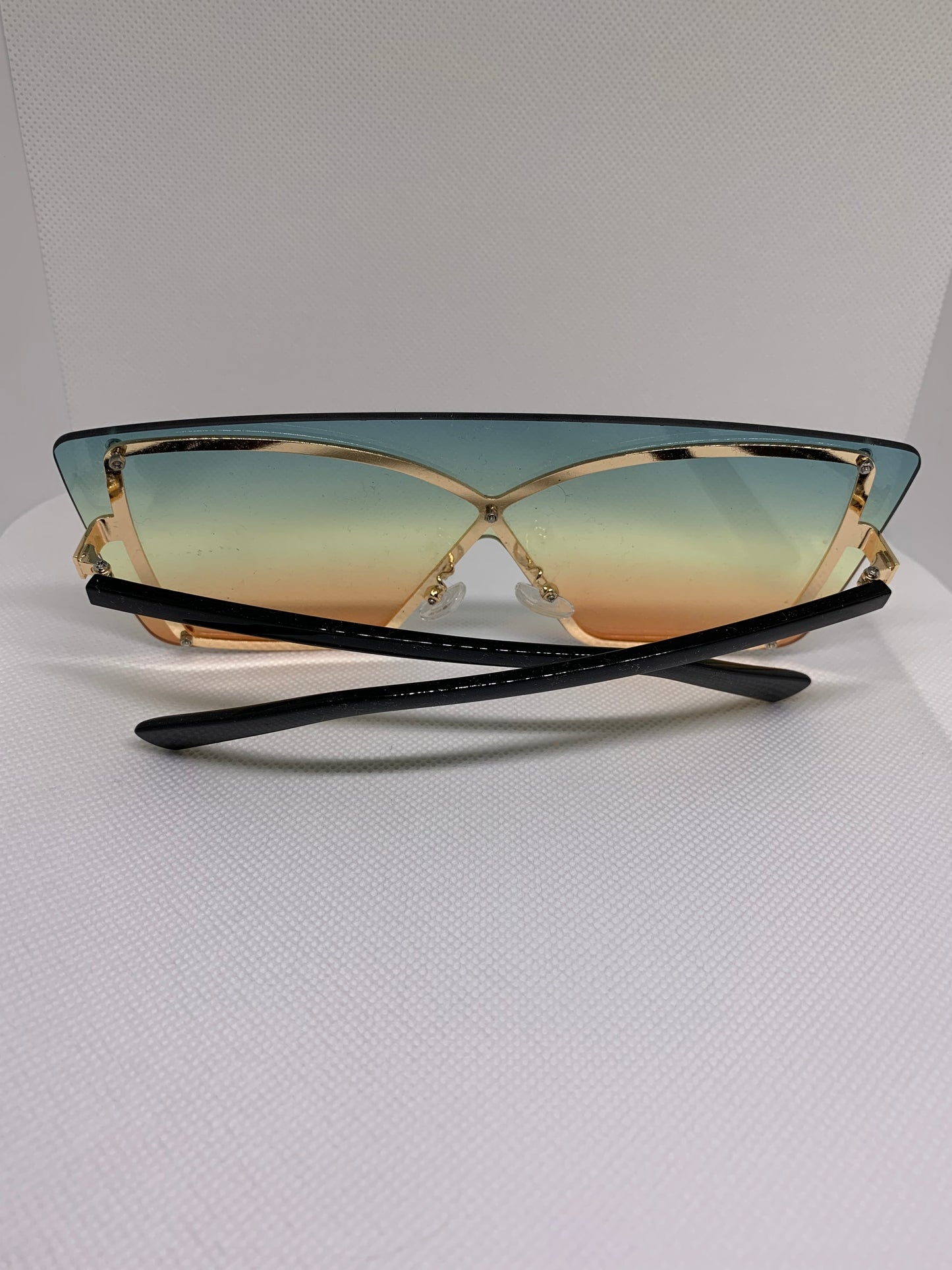 Square Frameless Sunglasses - Green/Orange