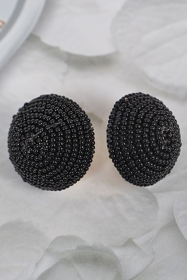 Rhinestone Round Button Earrings