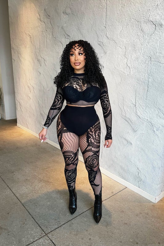 Rose Fishnet Set