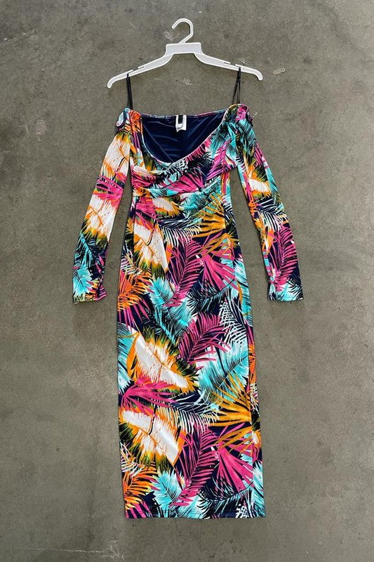 Tati Off Shoulder Tropical Dress
