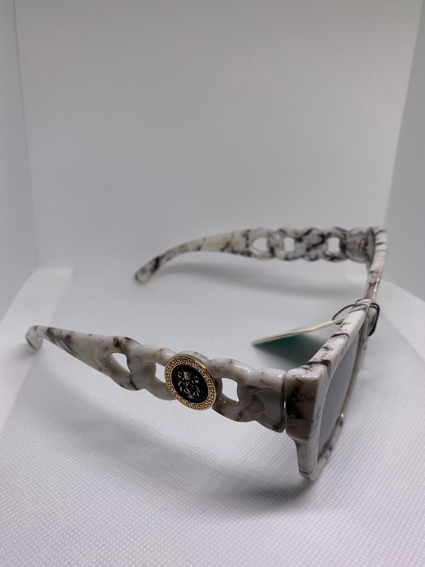 White Marble Chain Square Sunglasses