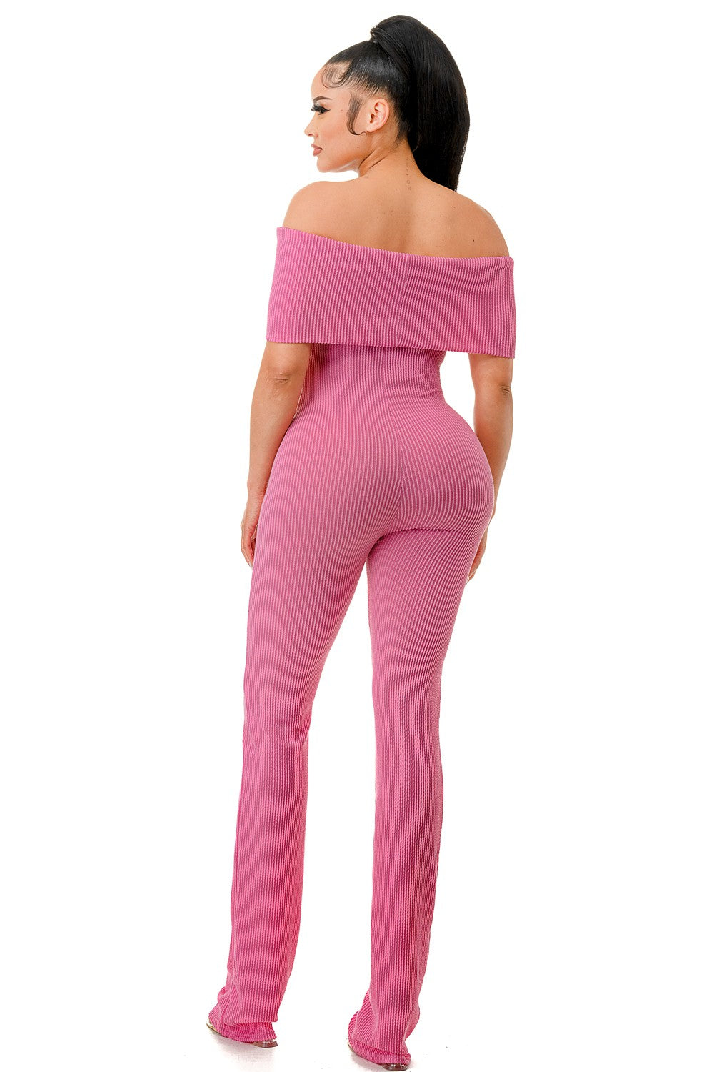 Emmy Off Shoulder Ribbed Jumpsuit