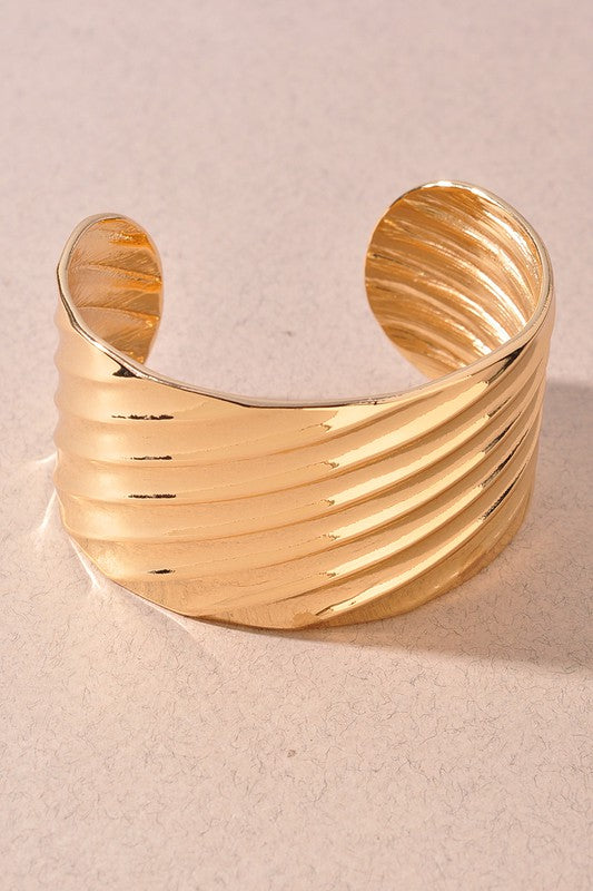 Thick Ridged Cuff Bracelet