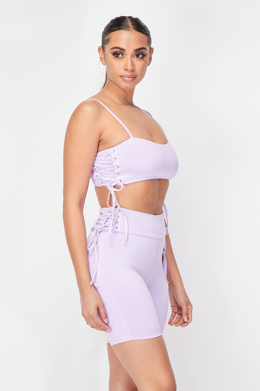 Lace Up Sides Short Set