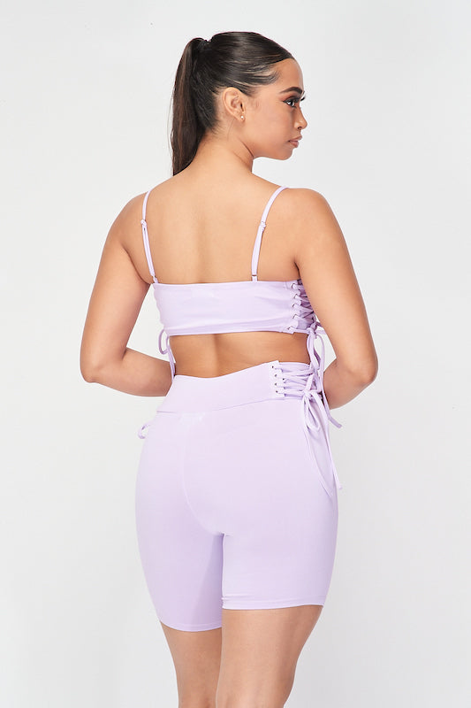 Lace Up Sides Short Set