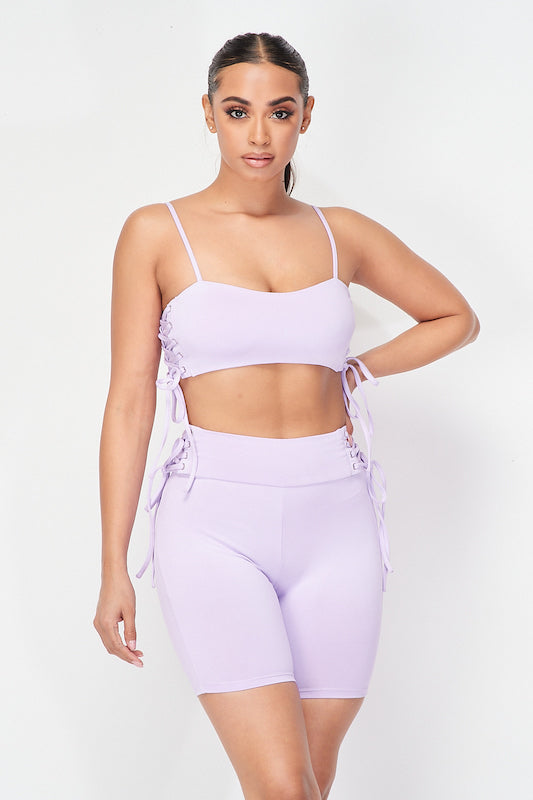 Lace Up Sides Short Set