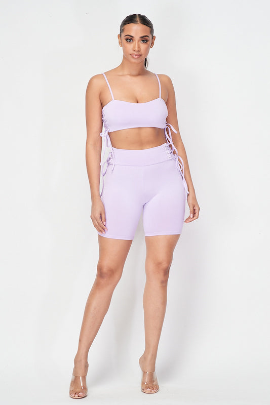 Lace Up Sides Short Set