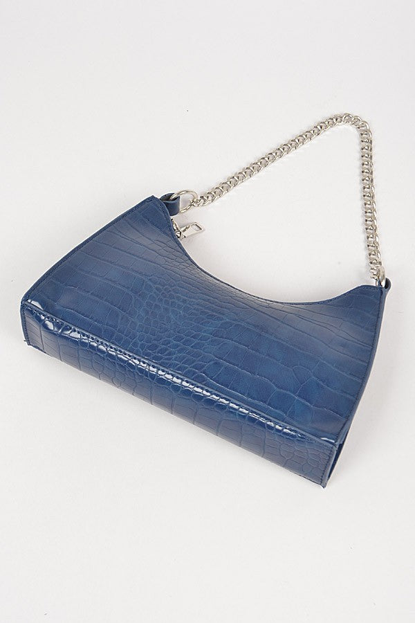 Faux Croc Chain Crossbody Bag with Small Purse