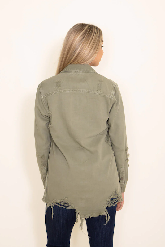 Distressed Denim Shirt Jacket