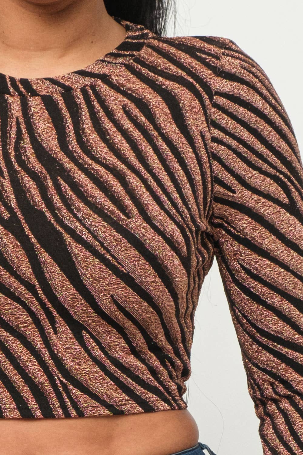 Round Neck Zebra Crop Top