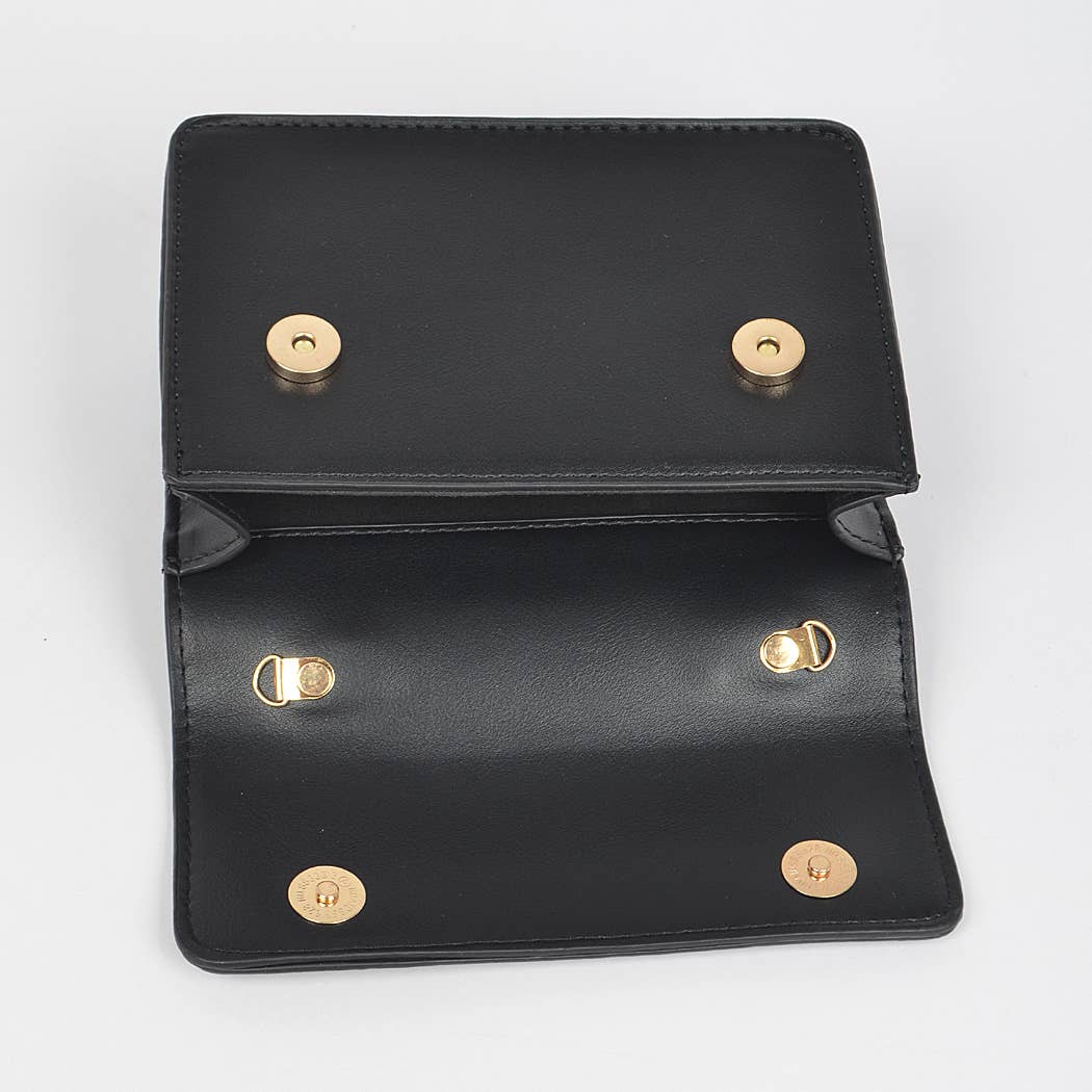 Faux Leather Pleated Shoulder Strap Bag