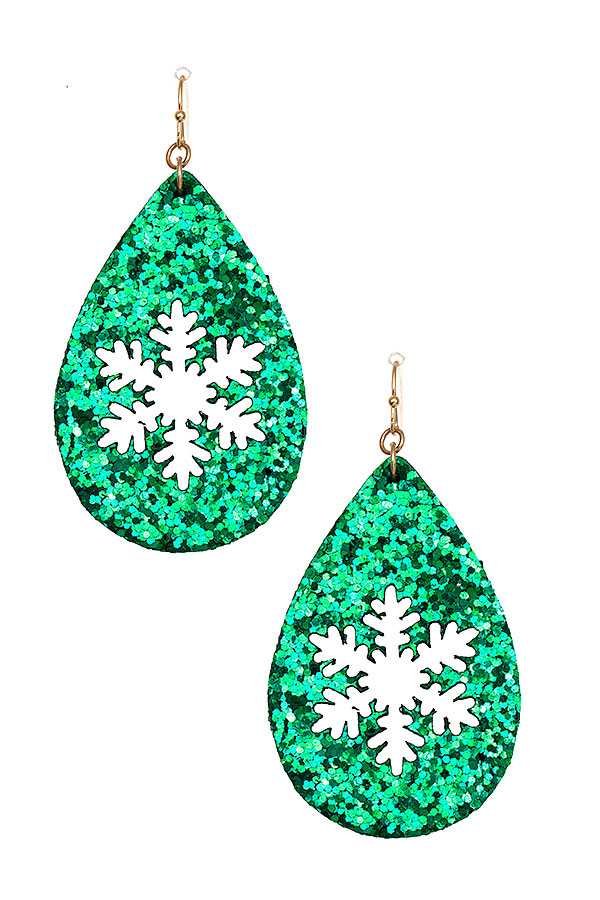 Sequin Teardrop Snowflake Earring