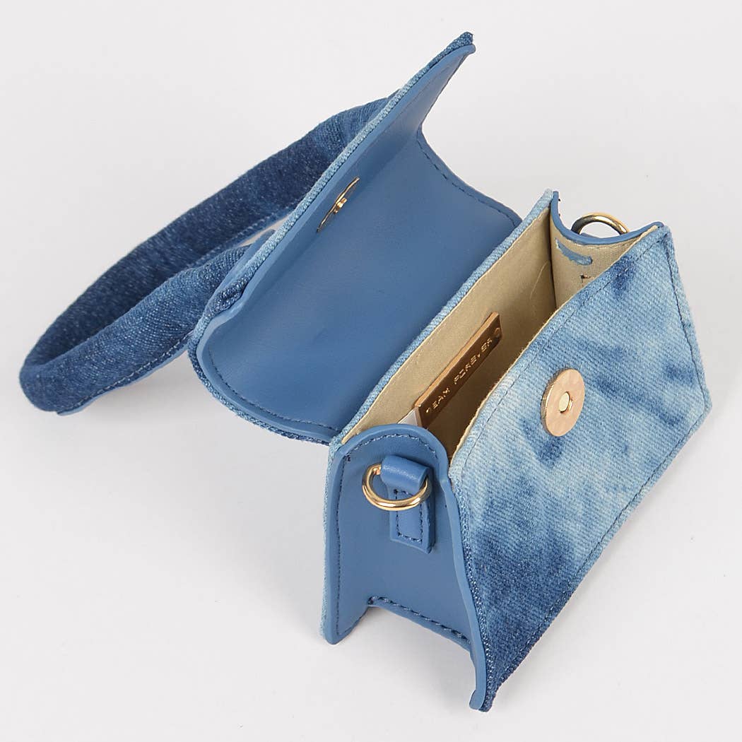 Denim Single Handle Mini Clutch