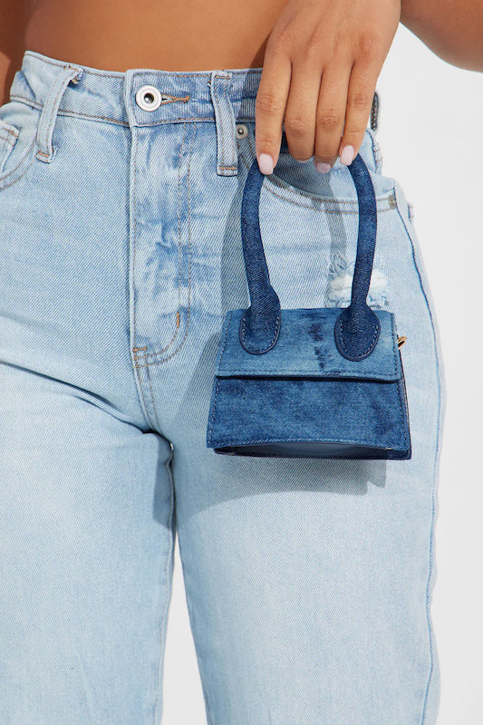 Denim Single Handle Mini Clutch