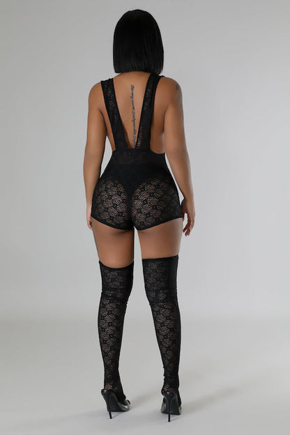 Lacey Style Romper with Stockings