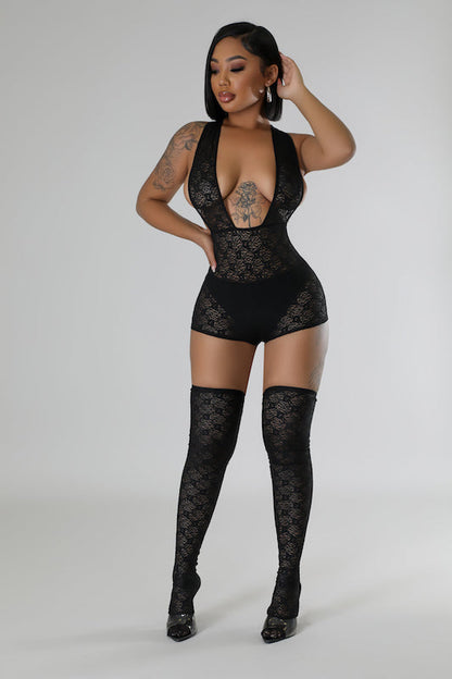 Lacey Style Romper with Stockings