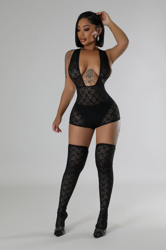 Lacey Style Romper with Stockings